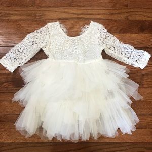 White Lace and Tulle Flower Girl Dress